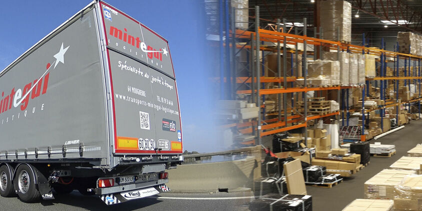 Image d'un camion et d'un entrepôt.